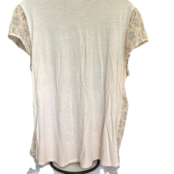 Lauren Conrad Women's Short Sleeve 2 XL Shirt/Blouse Peach Floral - Picture 3 of 3